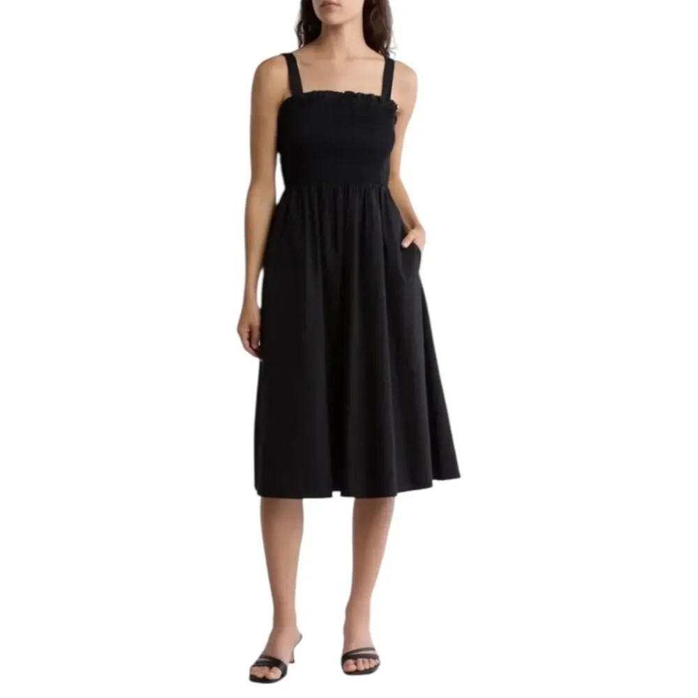 Hutch Tristan Fit & Flare Sundress NWT Medium Black Midi Dress Summer Chic